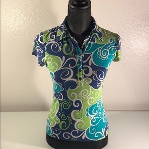 Ann Taylor Short Sleeve Floral Button Top